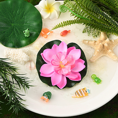 Artificial EVA Foam Lotus Leaf & Flower AJEW-SP0003-26E-1