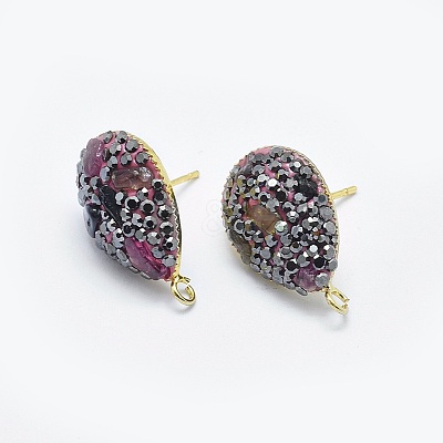Natural Tourmaline Stud Earring Findings RB-L031-27-1