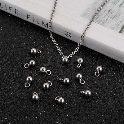 Tarnish Resistant 201 Stainless Steel 3D Ball Round Charms Pendants STAS-Q171-05-1