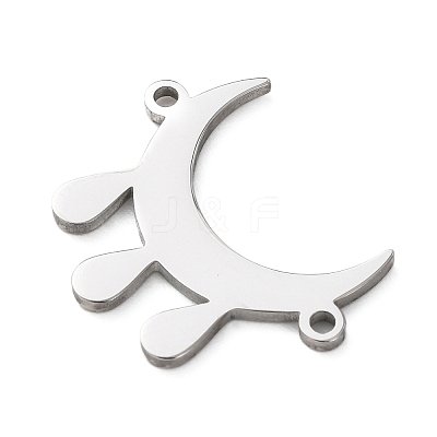 304 Stainless Steel Moon with Drop Links Connector Charms STAS-D202-11P-1