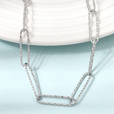 5MM 304 Stainless Steel Textured Paperclip Chain Necklaces for Women Men SA-CBA37BC-20P-1