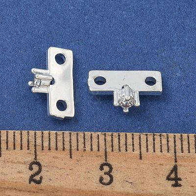 Brass Clear Cubic Zirconia Spacer Bars ZIRC-F141-06S-1