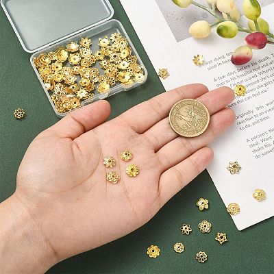 100Pcs 10 Styles Brass Bead Caps KK-CJ0002-08-1