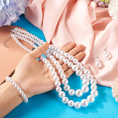 ABS Plastic Imitation Pearl Beads Jewelry Set SJEW-TAC00004-1