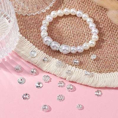 100Pcs 10 Styles Brass Bead Caps KK-CJ0002-07-1