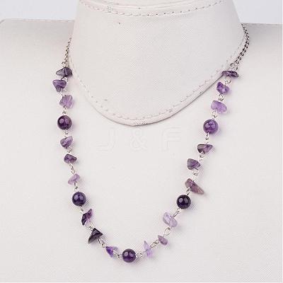 Gemstone Beaded Necklaces NJEW-JN01702-1