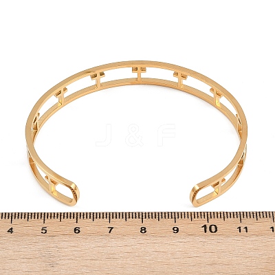 304 Stainless Steel Cuff Bangles for Women BJEW-S181-02G-A-1