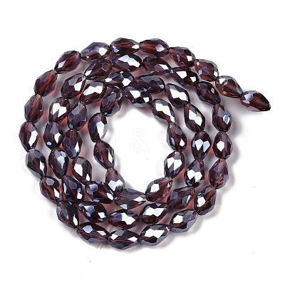 Transparent Electroplate Glass Beads Strands EGLA-N013-T8mm-B03-1