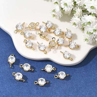 SHEGRACE Brass Pave Cubic Zirconia Flat Round Connector Charms XGRQ2O098-435A-G-1