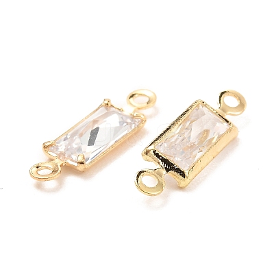 Brass Micro Pave Clear Cubic Zirconia Link Connectors ZIRC-K087-12KCG-1