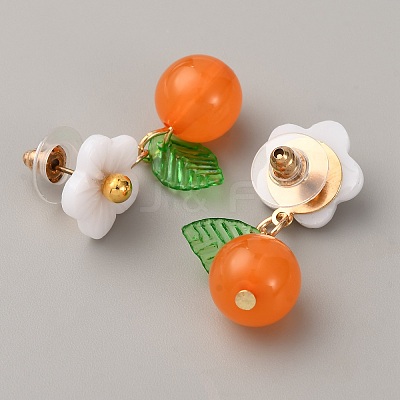 Resin Dangle Stud Earrings EJEW-WH0014-156-1