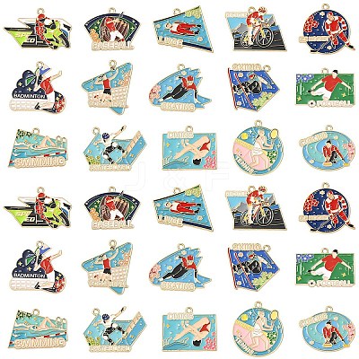 15Pcs 15 Styles Sports Alloy Enamel Pendants ENAM-YW0008-46-1
