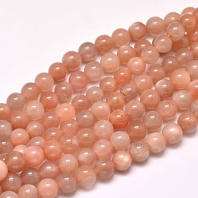 Natural Sunstone Round Bead Strands G-F266-11-6mm-1