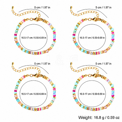 Bohemian Dyed Natural Shell Heishi Beaded Bracelet Sets MF5991-1-1