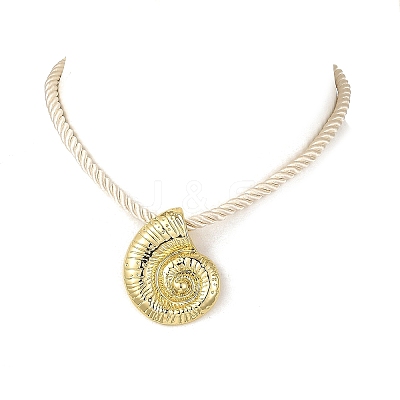 Ocean Brass Conch Shell Shaped Pendant Twisted Nylon Cord Necklaces NJEW-JN06414-1