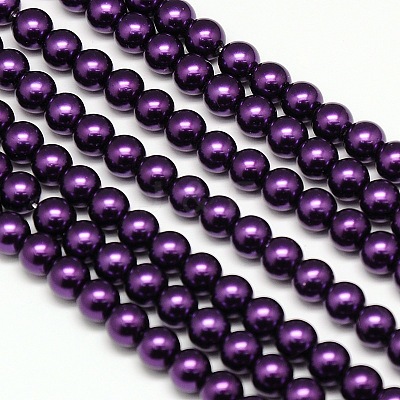 Eco-Friendly Dyed Glass Pearl Round Beads Strands HY-A002-6mm-RB099-1