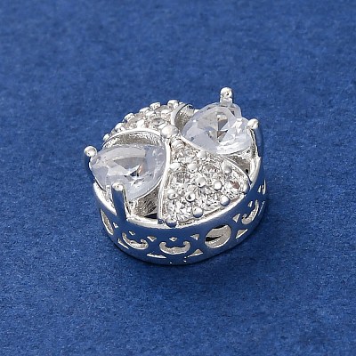 Rack Plating Brass Micro Pave Cubic Zirconia Beads KK-Z082-04S-1