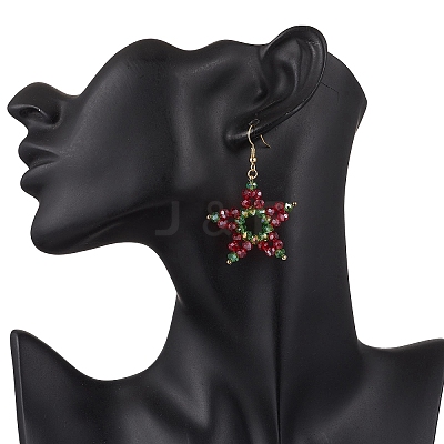 Electroplate Glass Beads Star Dangle Earrings EJEW-TA00667-1