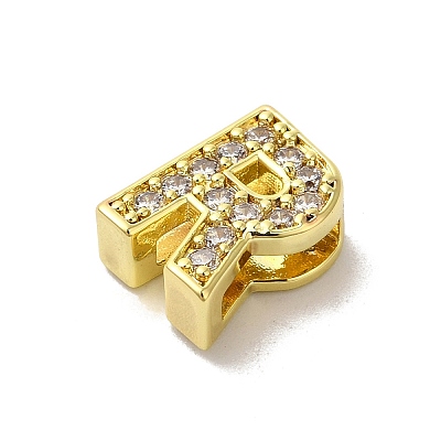 Brass Micro Pave Cubic Zirconia Beads KK-H487-25G-18-1