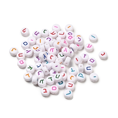 Opaque Flat Round Acrylic Enamel Beads OACR-P017-C01-1