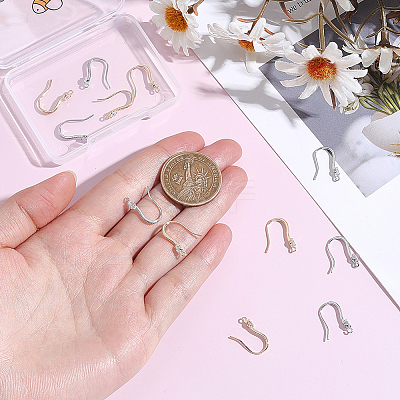 16Pcs 2 Colors Brass Cubic Zirconia Earring Hooks KK-BBC0027-64-1