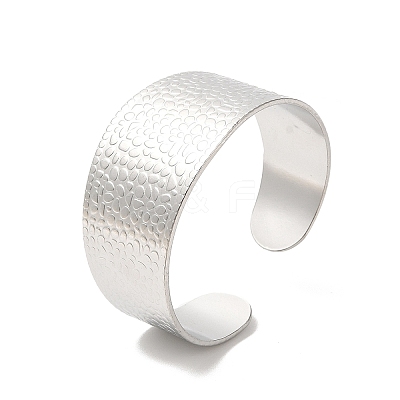 Non-Tarnish 304 Stainless Steel Textured Wide Cuff Bangles for Women BJEW-L682-014P-1
