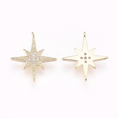 Brass Micro Pave Cubic Zirconia Pendants X-KK-P157-04G-NF-1