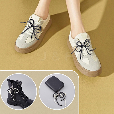 4Pcs 2 Styles Bowknot Resin Imitation Pearl Shoe Charms FIND-GA0005-03B-1