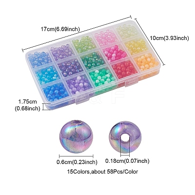 870Pcs 15 Colors  Acrylic Beads MACR-YW0002-53-1