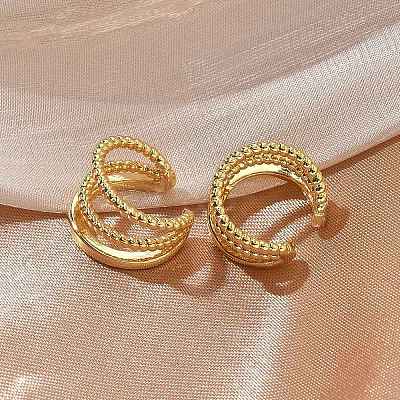 Triple-Layer Brass Open Cuff Earrings for Women EJEW-G297-33G-1