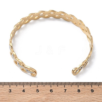 Two-tone 304 Stainless Steel Cuff Bangles for Women BJEW-A160-04GP-1
