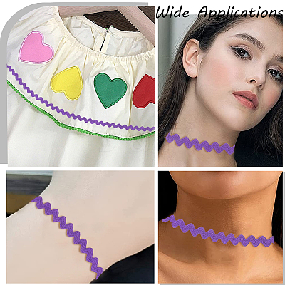 4 Cards 2 Styles Polyester Wavy Fringe Trim Ribbon DIY-GF0009-48C-1