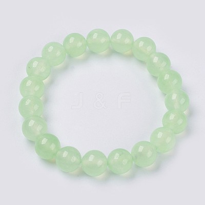 Natural Jade Beaded Stretch Bracelet BJEW-P213-26-8mm-1