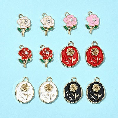 12Pcs 6 Styles Alloy Enamel Pendants FIND-FS0002-05-1