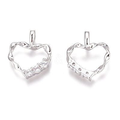 Brass Micro Pave Clear Cubic Zirconia Charms ZIRC-O035-28P-1
