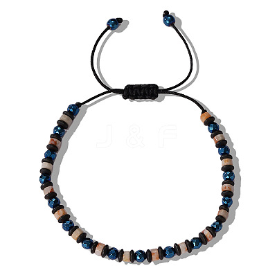 Natural Gemstone & Synthetic Non-magnetic Hematite Beads Braided Bead Bracelets YO1115-1-1