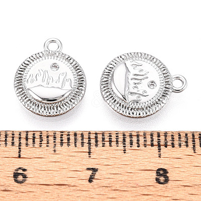 Brass Micro Pave Clear Cubic Zirconia Charms KK-N267-15P-1
