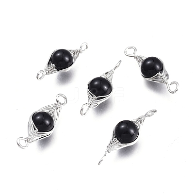 Natural Obsidian Links Connectors G-K305-A06-P-1