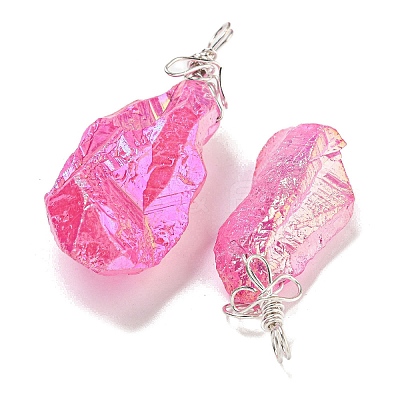 Electroplated Raw Rough Natural Quartz Crystal Big Pendants G-A229-02P-08-1