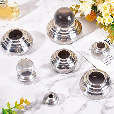 7Pcs 7 Style 201 Stainless Steel Spheres Pedestals Flagpole Base AJEW-GA0003-67-1