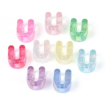 UV Plating Transparent Acrylic European Beads X-OACR-M027-02U-1