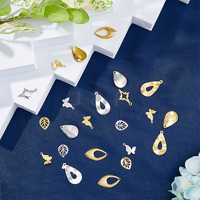 48Pcs 12 Style Rack Plating Brass Pendants KK-FH0006-68-1