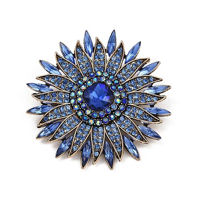 Sunflower Alloy Rhinestone Brooches for Backpack Clothes JEWB-M070-03AG-1