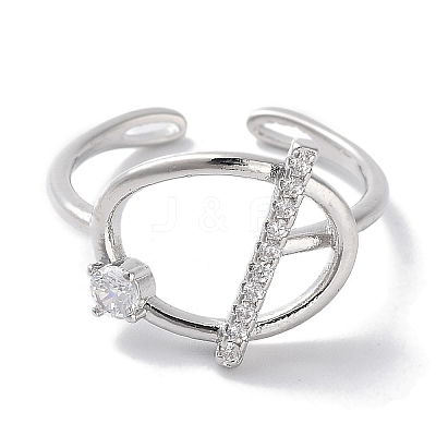 Brass Micro Pave Cubic Zirconia Cuff Rings RJEW-G310-02P-1