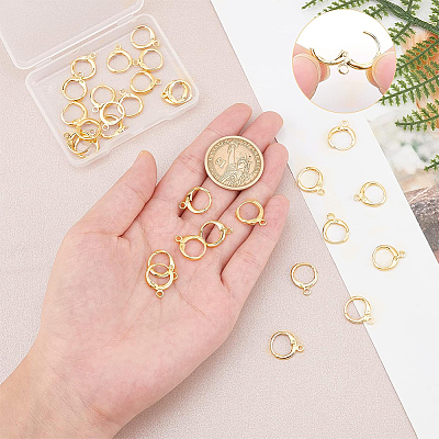 30Pcs Brass Huggie Hoop Earring Findings KK-PH0002-85-1