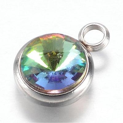 304 Stainless Steel Glass Rhinestone Charms STAS-G082-12-1