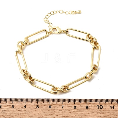 Rectangle Brass Link Chain Bracelets for Women BJEW-F531-03G-1