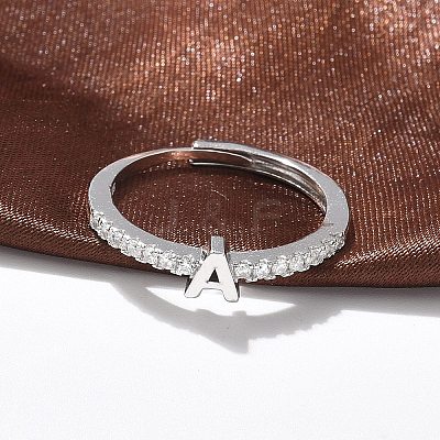 S925 Sterling Silver Adjustable Letter Rings for Women RJEW-M068-01P-A-1