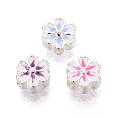925 Sterling Silver Enamel Beads STER-T008-35M-1