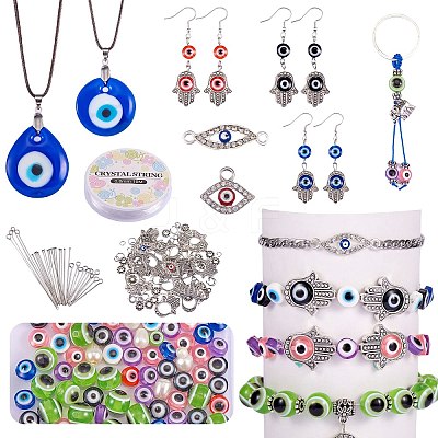 DIY Evil Eye Jewelry Set Making Kits DIY-SZ0007-79-1